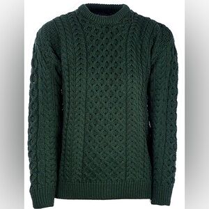 Merino Wool Crew Neck Aran Sweater